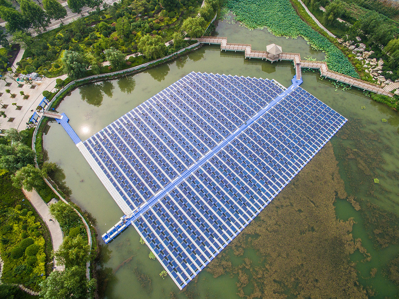 EVO视讯科技山东济宁300千瓦水面漂浮分布式光伏电站